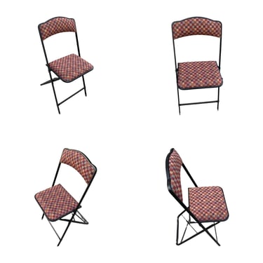 Set of 4 Geometric Patterned Folding Chairs