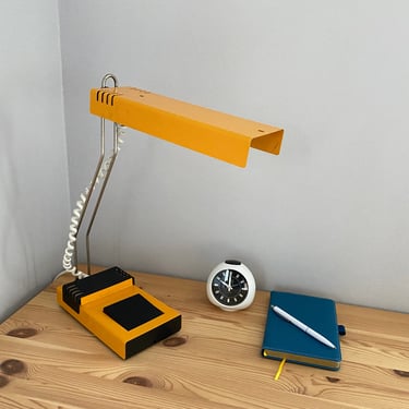 Mid-century modern Table/Wall Lamp Tesla Industrial Style . Yellow Desktop Metal Lamp Czechoslovakia 