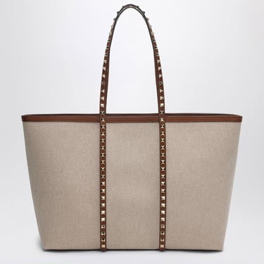 Valentino Garavani Borsa Tote Media Rockstud In Canvas Women