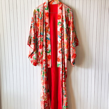 Vintage Floral Silk Kimono Large
