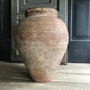 19th C Terra Cotta Pottery Jug, Earthenware Pot, Garden Planter, Antique Rustic C European Farmhouse 