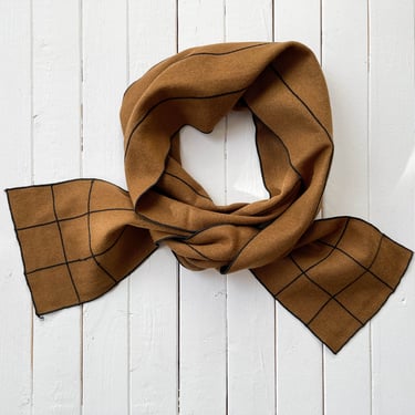 brown wool scarf | 80s vintage dark academia handmade knit black brown warm winter scarf 