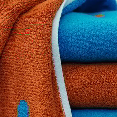 Bright Blue + Terractota Bath/Beach Bamboo Towel