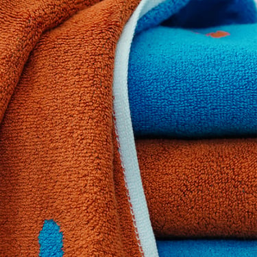 Bright Blue + Terractota Bath/Beach Bamboo Towel