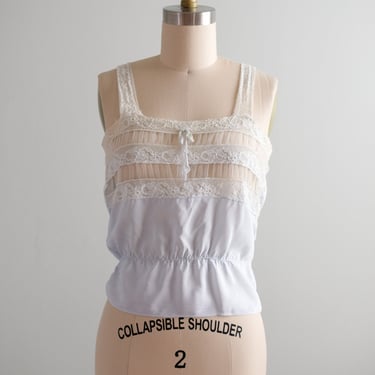 Vintage 1940's Baby Blue & Ivory Lace Camisole / XS