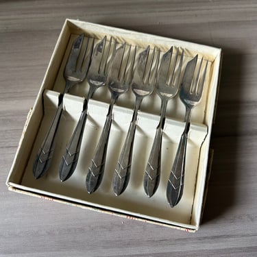 Vintage England Sheffield “Loxley” Silver Plate Pastry Forks - Set of 6 