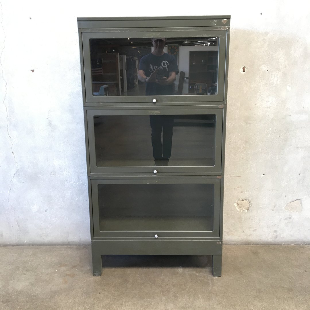 Vintage Industrial Metal Barrister Bookcase Urban Americana Long