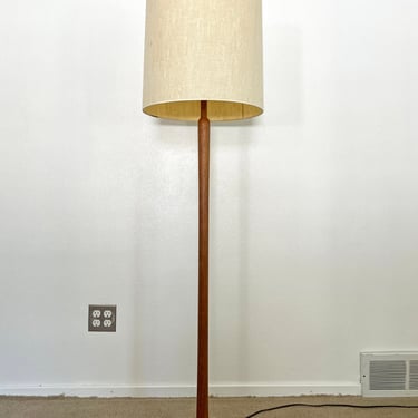 mid century Martz Marshall Studios walnut wood tapered floor lamp 