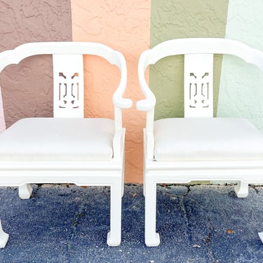 Pair of White Lacquered Ming Chairs