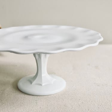 Fenton Milkglass Cake Stand Pedestal Platter Round White Milk Glass Wedding Serving 