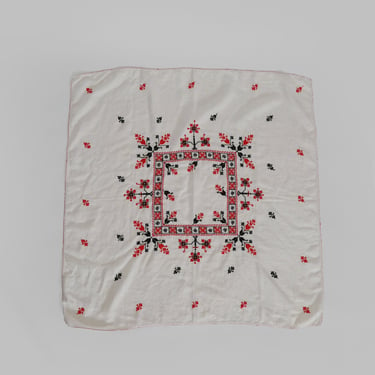 Vintage 1950s Hungarian hand embroidered square tablecloth 