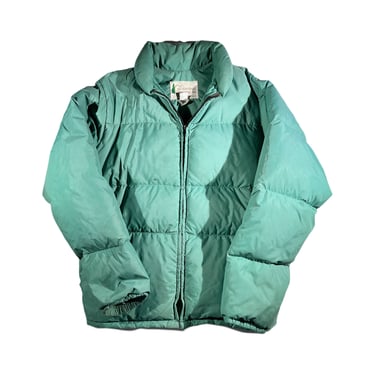 Vintage Green Bomber Jacket Down Puffer