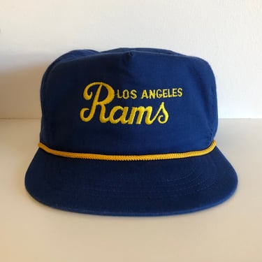 1980s California Headwear Los Angeles Rams Blue Script Snapback