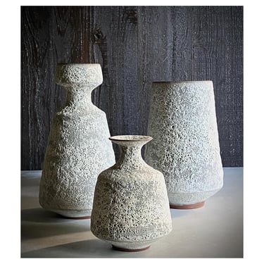 SHIPS NOW- Handmade Stoneware Bud Vase w/ Textural White Crater Glaze by Sara Paloma Pottery-  rustic modern minimalist mcm vase for flowers 