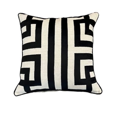 Black and White Velvet Pillow