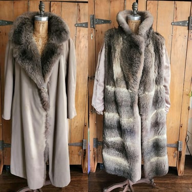 70s Possum Fur Coat Reversible Beige 