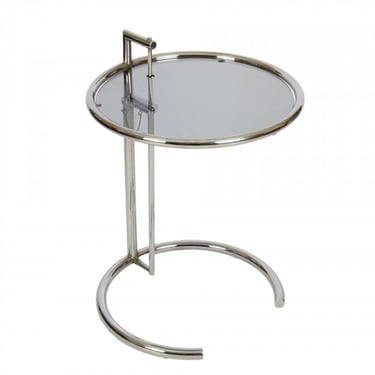 1970s Eileen Gray Adjustable Height Chrome and Glass Table