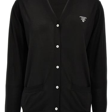 Prada Women Logo Intarsia Cardigan