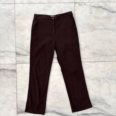 VTG Chico’s Pants Brown Silk Cotton Straight Leg Trousers Womens M Office Casual 
