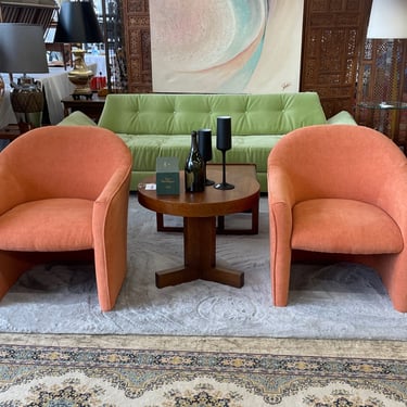 Pair Orange Curved Chairs