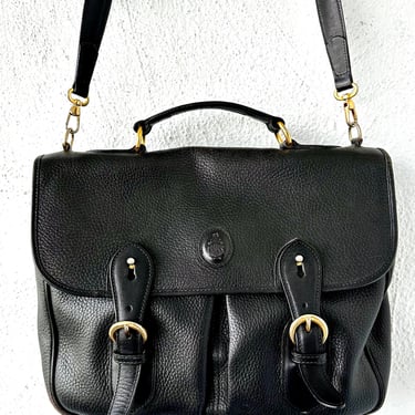 Vintage Mark Cross Leather Satchel Bag Top Handle Black Crossbody Messenger Purse 