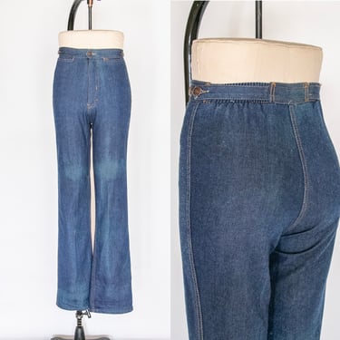 1970s Jeans Bell Bottoms Cotton Denim 24" x 34" 