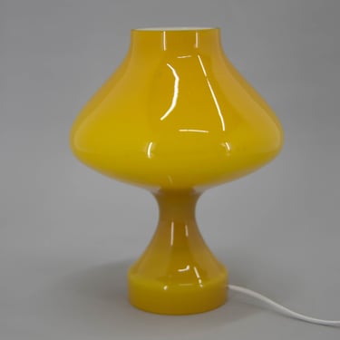All Glass Yellow Table Lamp by Valasske Mezirici, 1970s 