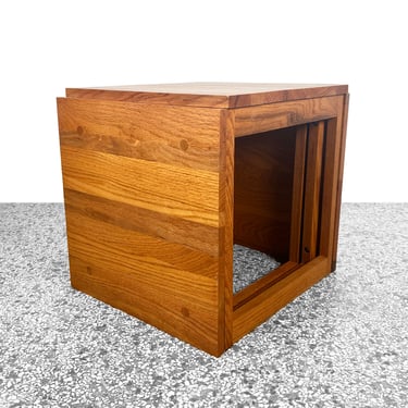 Vintage Studio Crafted Solid Oak Cube of Nesting Tables 
