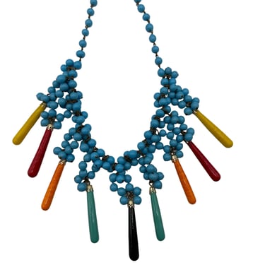 1930s Whimsical and Colorful Depression Era Glass Beaded Necklace