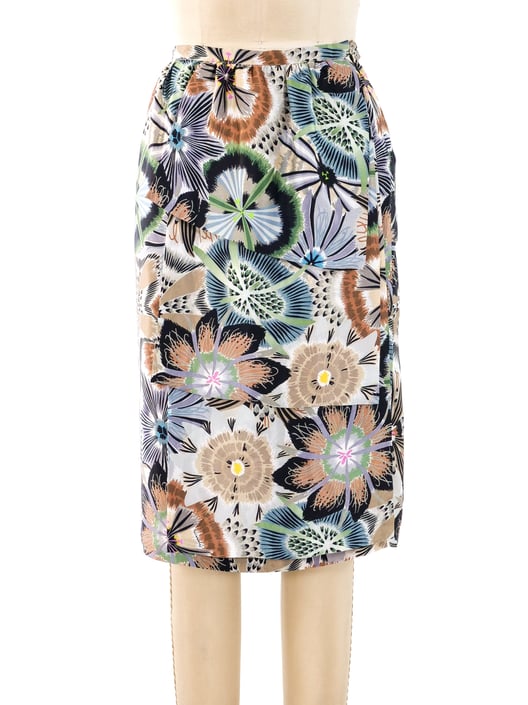 Missoni Graphic Floral Silk Skirt