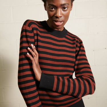 FINN RIBBED PULLOVER | cacao stripe | organic