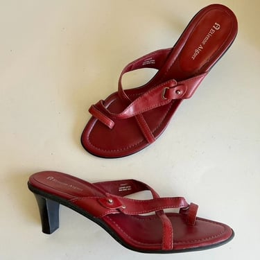 Vintage 90s Etienne Aigner Red Brazilian Genuine Leather Strappy Sandal 11 