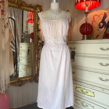 Vintage 1940s nightgown pink slip texsheen 38 large 40s lingerie rockabilly 
