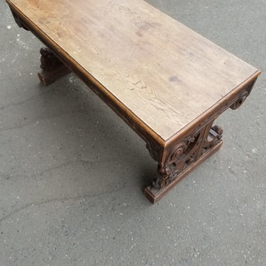 Antique Carved Oak Project Table