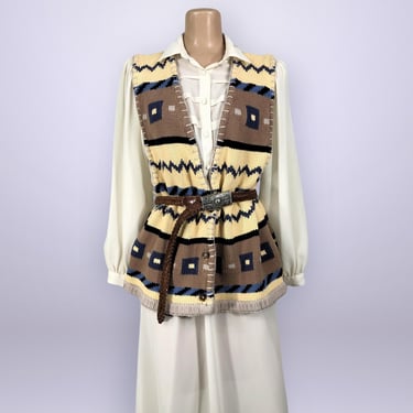 VINTAGE 90s Southwestern Knit Sweater Vest by Hunt Club Size XL Tall | 1990s Oversized 100% Cotton Sleeveless Sweater Plus Size | VFG 