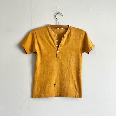 Vintage 60s Henley Button Closure T Shirt Childrens Size Adult Womens XS 