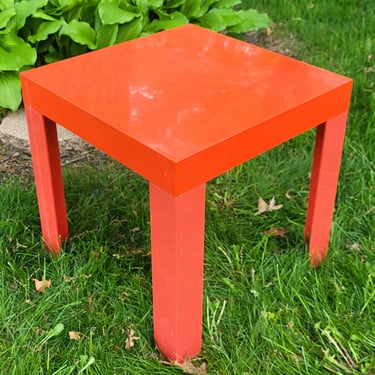 Vintage Square Red Orange Plastic Parson End Tables Cube 