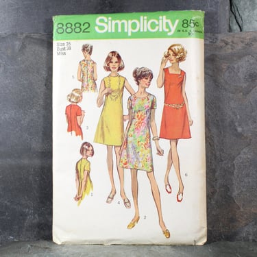 1970 Simplicity #8882 "Mod" Dress Pattern | | Complete, Uncut & Factory Folded in Original Envelope | Bixley Shop 