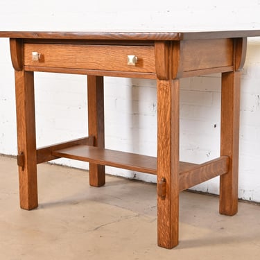 Limbert Mission Oak Arts &#038; Crafts Desk or Library Table, Newly Restored