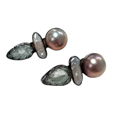 REBECCA COLLINS- Sterling, Pearl &amp; Quartz Earrings