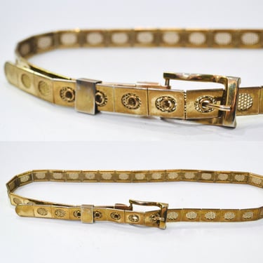 70s 80s Vintage Gold Chain Belt Gold Wedding Chain Thin Gold Metal Belt Small Medium 28-30