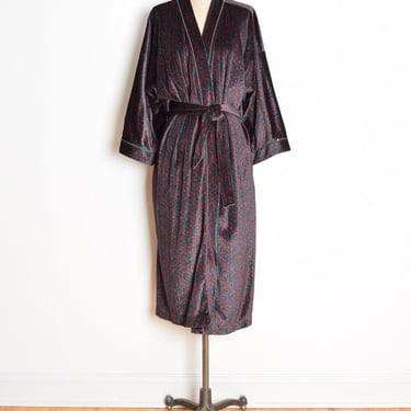 vintage 80s robe CHRISTIAN DIOR paisley print velour duster jacket belted L XL clothing 