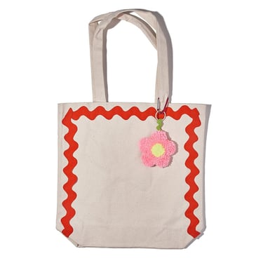 Orange Wavy Gusset Tote Bag, gift, present, sustainable, aesthetic 