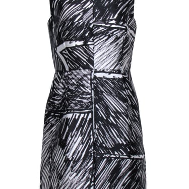 Milly - Black Sleeveless Printed Shift Dress w/ Front Pockets Sz 10