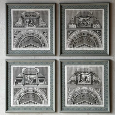 Set of 4 18th C. Giovanni Ottovani Etchings of the Loggie di Raffaelo in Gusto Painted Frame and Mat I