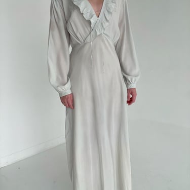 1930's Pale Blue Silk Long Sleeve Dress