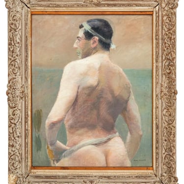 John Dillon Portrait of a Nude Man Oil, 1958