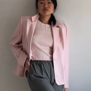 90s silk blush blazer / vintage woven raw silk blush pink Neiman Marcus blazer | Large 