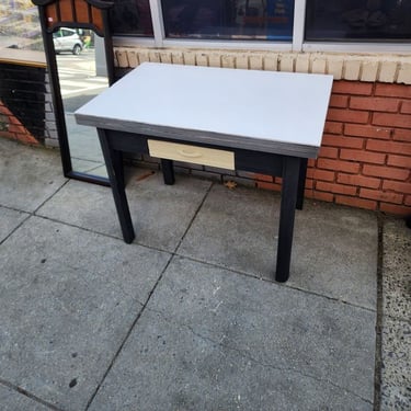 MCM Milk Glass Top Draw Leaf Extension Table. 25x40x30