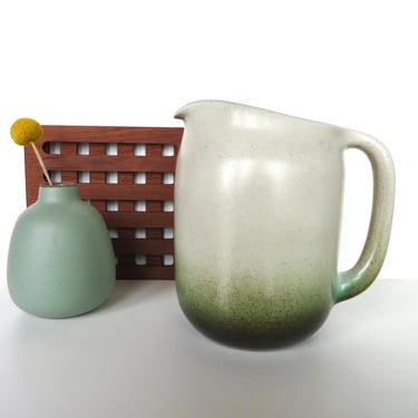 Heath Ceramics Pitcher In Sea and Sand, Edith Heath Coupe Water Pitcher, Modernist Ceramic Dishes 